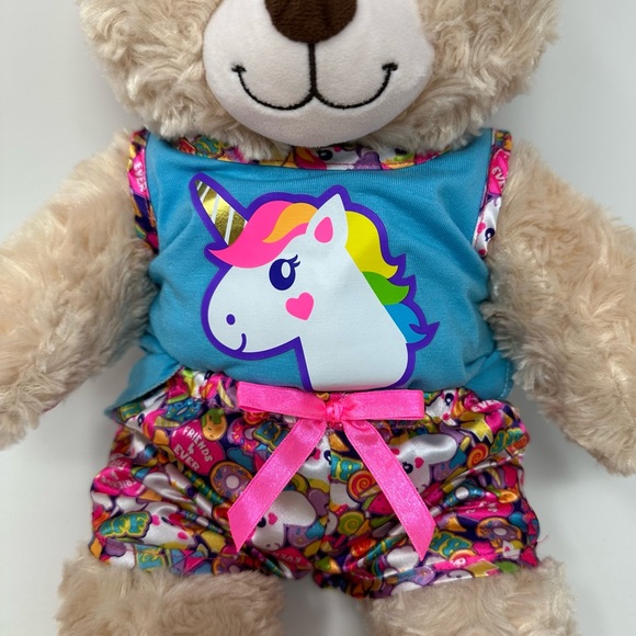 Build-A-Bear Heartbeat Bear Bubblegum Scented Candy Unicorn Satin Shorts & Tank - Picture 4 of 6
